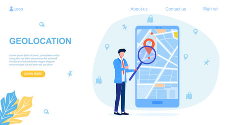 web page template for geolocation vector