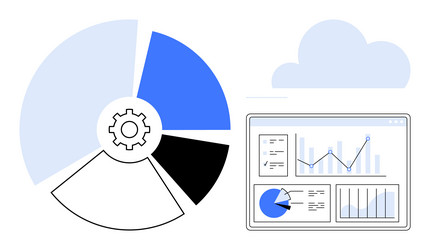 data analytics dashboard with pie chart graphs vector image