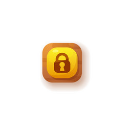 Yellow shape with brown padlock icon 3d style vector