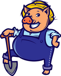 Cheerful Pig Farmer Vector Image