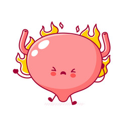 cute funny human bladder organ character burn vector