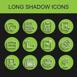 set line document with shield fax machine tooth vector image