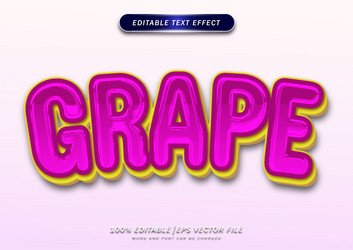 Editable 3D Grape Text Effect vector image