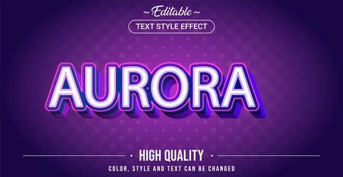 editable text style effect - aurora theme vector image