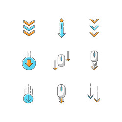 scrolling down arrows rgb color icons set vector image