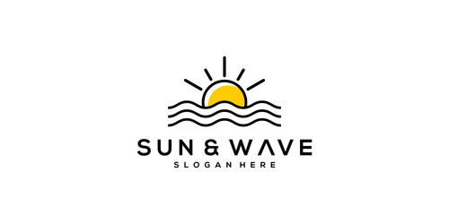 sun beach logo design premium Vector Image