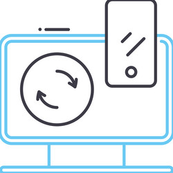 Computer data synchronization line icon outline vector