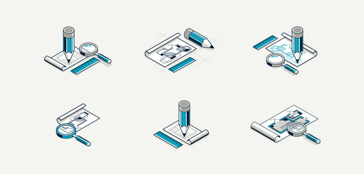 engineering project concept set paper document vector image