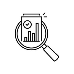 thin line magnifier like income scrutiny overview vector