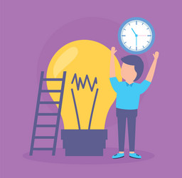 Clock time bulb stairs Royalty Free Vector Image