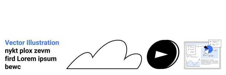 cloud play button and data chart highlighting vector image