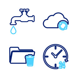 set line clock 24 hours delete folder cloud sync vector image