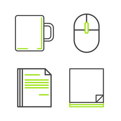 Set line file document computer mouse and coffee vector