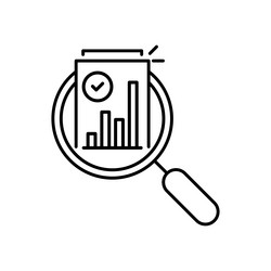 thin line magnifier like income scrutiny overview vector