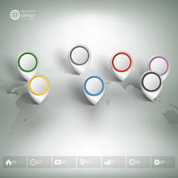 world map with pointer marks infographic vector image