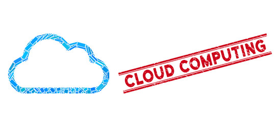 cloud contour mosaic and distress computing vector