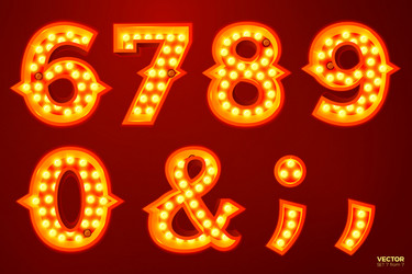 Glowing lamp numbers for circus movie etc vector