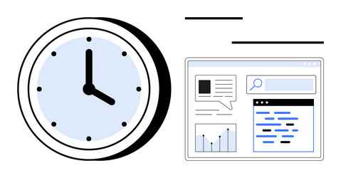 time management with data dashboards and content vector image