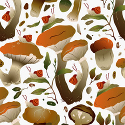 autumn forest mushroom seamless pattern vector