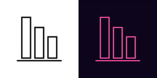 outline downfall graph icon linear drop diagram vector