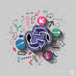 recycling arrows and web icons set collage vector image