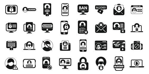 Account Blocking Icons - Ban & Block vector image