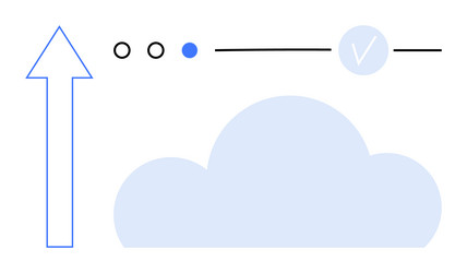 blue cloud shape with upward arrow and sequence vector image