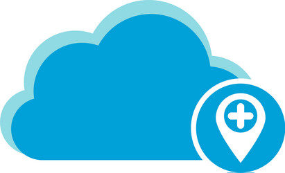 Cloud computing icon pin plus vector