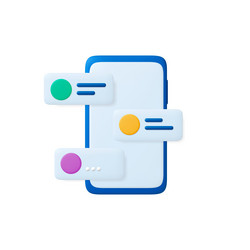 group chat on smartphone app 3d icon text bubble vector image