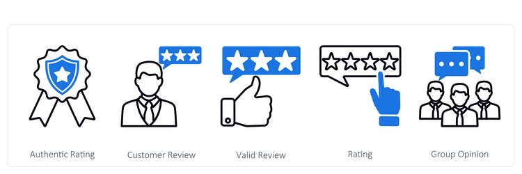 a set of 5 survey and rating icons as authentic vector image