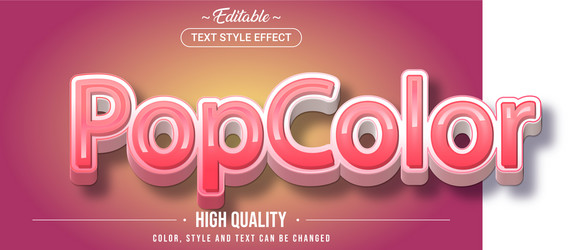Editable text style effect - pop color theme vector