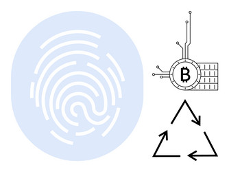 fingerprint with bitcoin circuit and recycling vector image