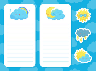 Notebook page template with weather forecast vector