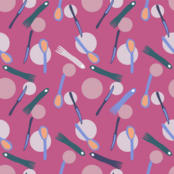 Fork knife spoon seamless pattern simple style vector