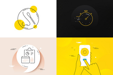 minimal set of sunny weather report and timer vector image