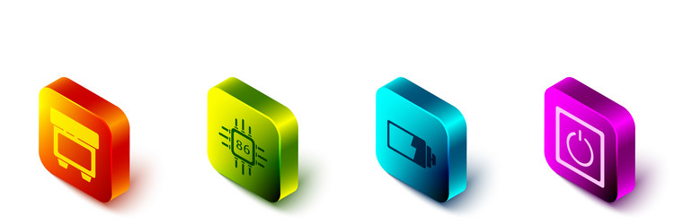 set isometric fuse processor with microcircuits vector image