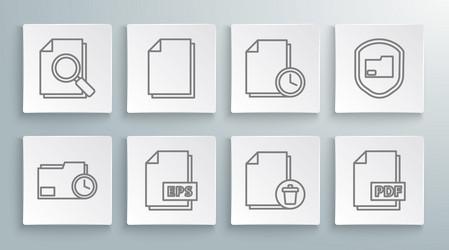 Set line document folder with clock eps file vector