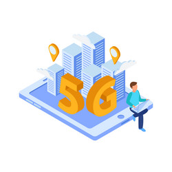 5g tablet city composition vector