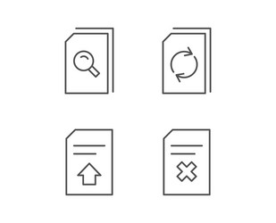 Document edit and upload line icons vector