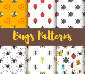 Flat style set of patterns with bug vector