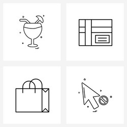 Set 4 simple line icons for web and print vector