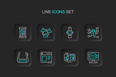 set line cloud database motherboard browser vector image