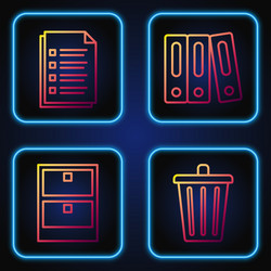 Set line trash can archive papers drawer file vector