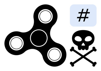 fidget spinner with skull-and-bones and metadata vector image