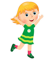 little girl runs with arms raised vector