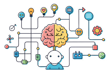 digital cognitive map with pathways connecting vector image