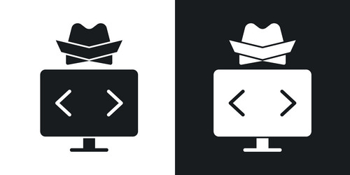hacker icon set on white background vector image