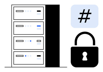 server security concept with lock and metadata tag vector image