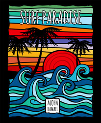 Vintage Aloha Surf Graphic Vector Image