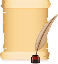 Ancient Scroll with Feather Quill vector